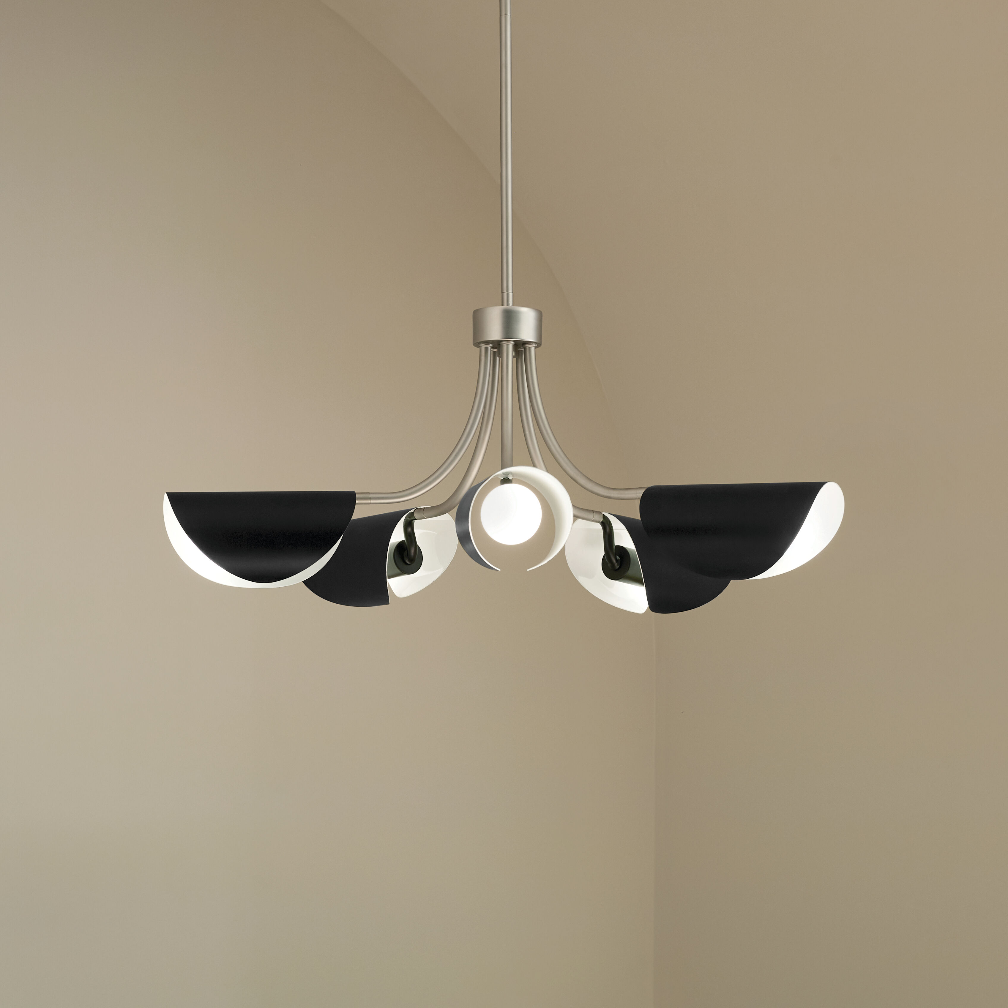 Arcus LED 29.25 inch Satin Nickel with Black Convertible Chandelier Ceiling Light